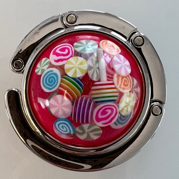 Foldable Bag Hook/Purse Hanger - Handmade - Candy - Fits Most Tables - Picture 2 of 8